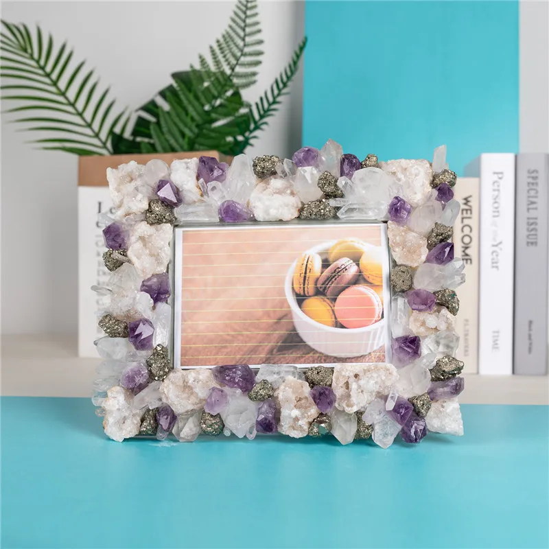 Exquisite Home Furnishing Creative Decoration Natural Mixed Crystal Photo Frame Horizontal and Vertical Universal Studio