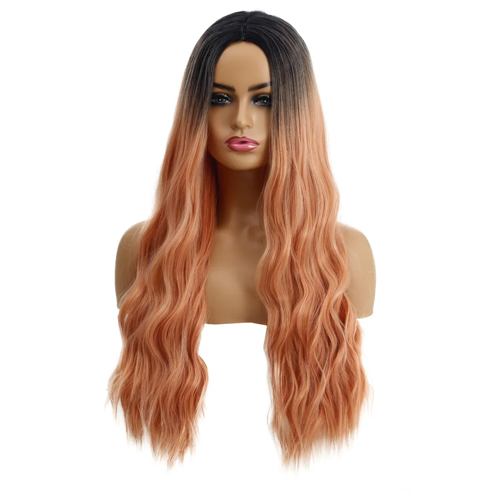 Blonde Brown Long Wig Middle Part Hair Wig Cosplay Natural Wavy Heat Resistant Synthetic Wigs for Women