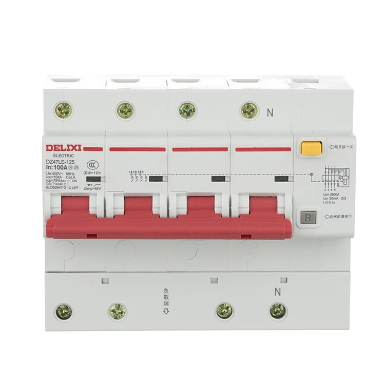 Электрический популярный продукт Delixi DZ47LE 40a 63a 30ma 2p elcb rcd автоматические выключатели утечки заземления