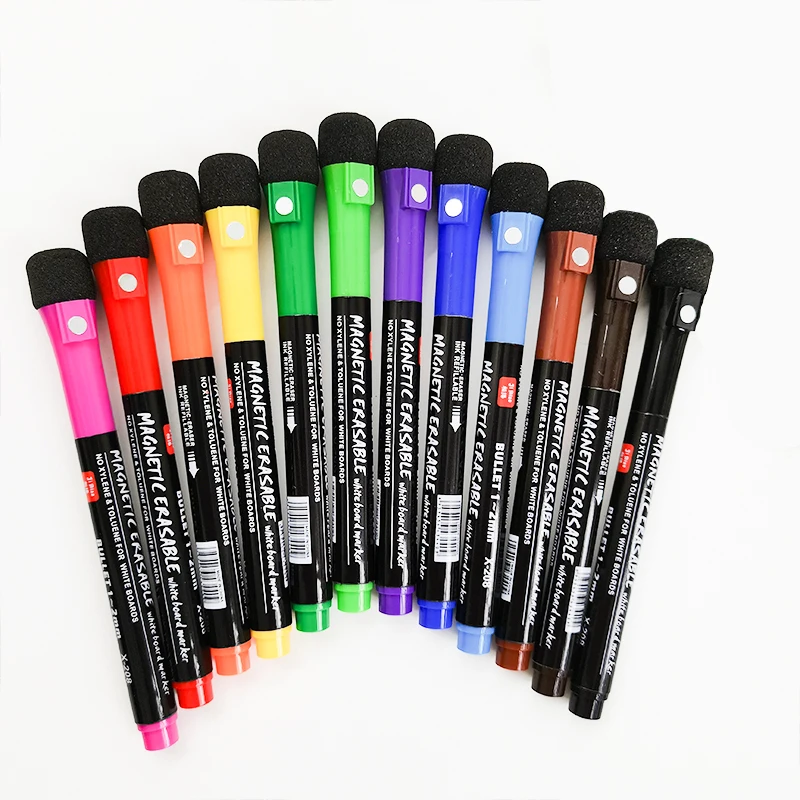 High Quality Erasable Patterned Marker Pen Set Non-toxic Dual Tips Alcohol Floating Pen Whiteboard Marker Pen With Tape Brush