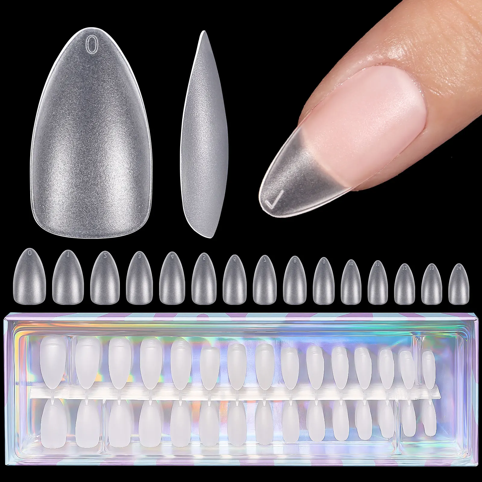 Wholesale 300pcs Soft Gel X Nail Tips Short Almond Square Fake Nails Full Cover Non C Curve False Artificial Nails For Salon