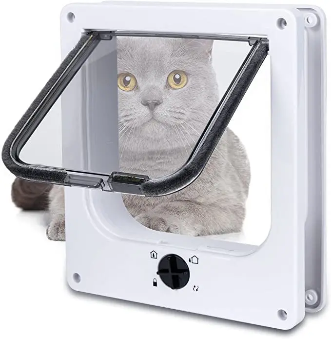 New Arrival Automatic Interior PVC Easy Installation Pet Cat Door 4 Way Locking Cat Flap for Interior Exterior