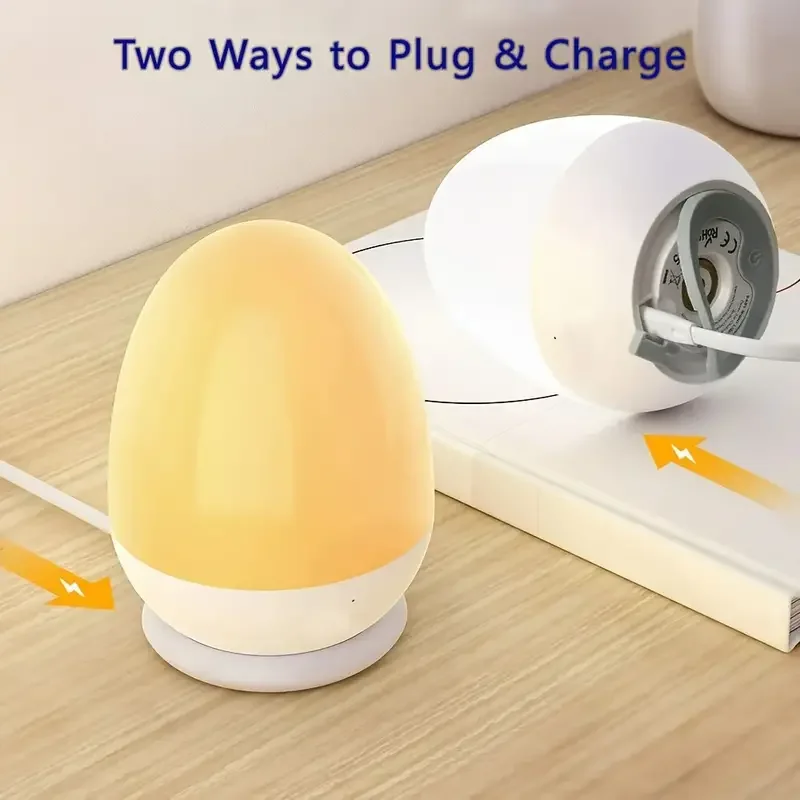 Baby Night Light with Stable Charging Pad Touch Control&Timer Setting ABS+PC Baby Egg Lamp for Breastfeeding for Kids