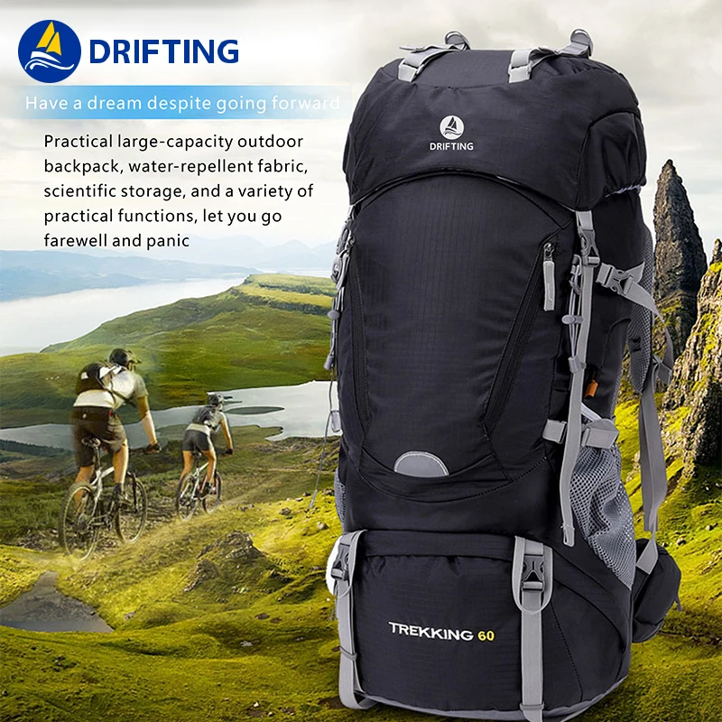 Outdoor bag series 60L multiple storage space backpack with waterproof oxford fabric for mountain climbing bag