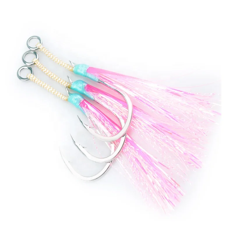 MAG SPSN02-PTL Fishing assist jig single high carbon steel hook with UV bright silk /luminous silk