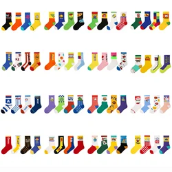 Разноцветные носки; Распродажа; Детские носки с забавным логотипом; Вязаные детские носки для подростков
