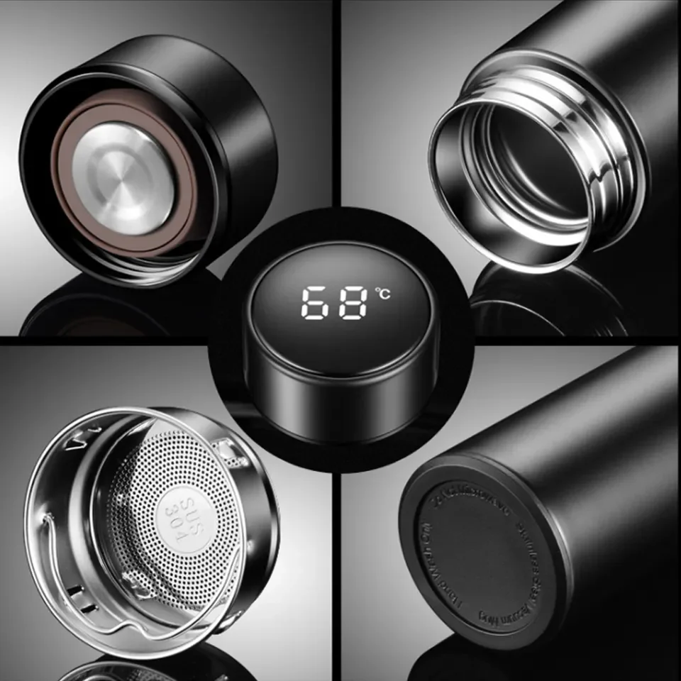 Custom Glitter Rose Gold Intelligent Thermoses Cup Blank Sublimation Digital Vacuum Flask