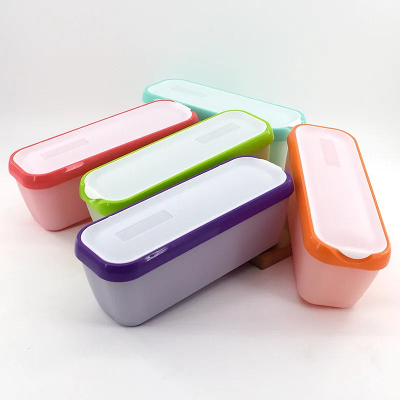 Cute Colors Large Size 1.5L Food Safe Plastic Storage Box Candy Storage Container Rectangle DIY Ice Cream Container