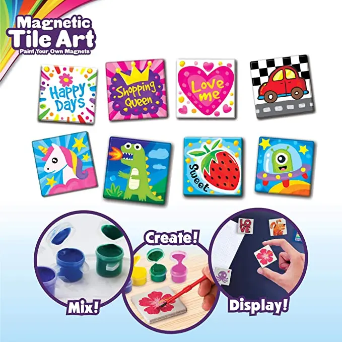 Magnetic Mini Tile Art DIY Painting Fridge Magnet  Art & Crafts Kits for Children Party Project Gifts