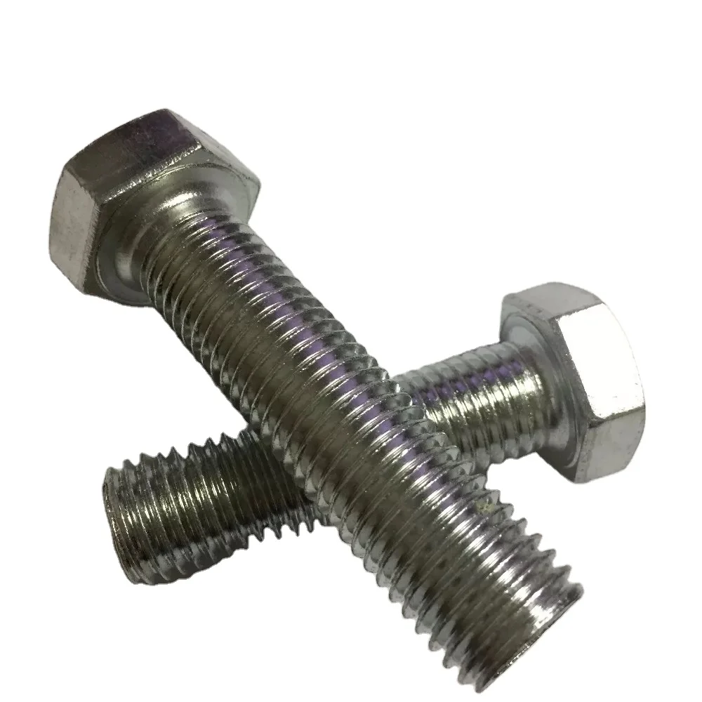 Galvanized steel hexagonal bolt DIN933 bolts and nuts M4 M6 M8 8.8 M12 M16 M18 M20 M24 in stock