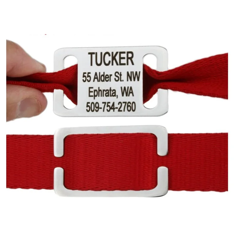 metal pet accessories custom personalized stainless steel metal slid-on pet ID tag for dog cat collars