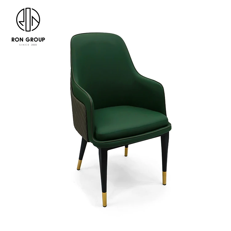 Modern Design Style Two Colour Leather Dining Chair Furniture With Armrest for Living Room Hotel