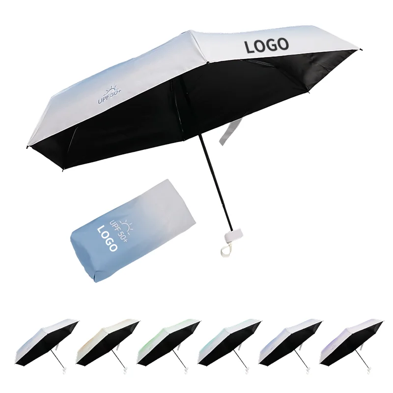 New Design Oem  Promotional Capsule Parasol Umbrella Portable Uv Small Sun Umbrella Mini 5 Folding Umbrella With Custom Logo