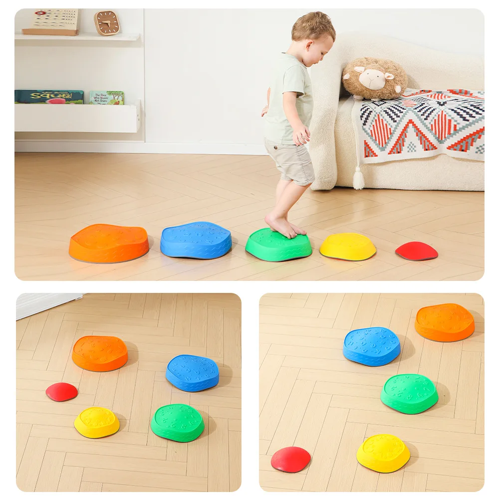 YUCI  New Jumping Stepping Stones for Kid Non-Slip Plastic Balance River Stones Toddler Balance Block Stones Bounce Sensory Toys