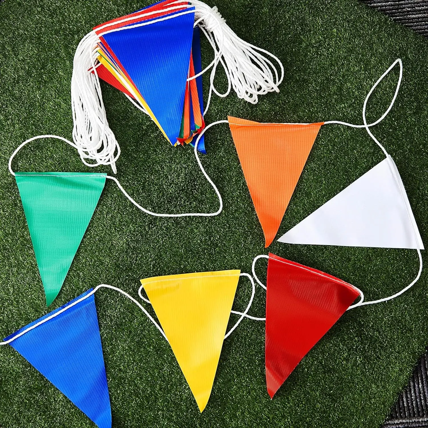 Wholesale Custom Logo Printing Club Football Ceiling Decoration Fabric Pennant String Shape Bunting PVC Flag