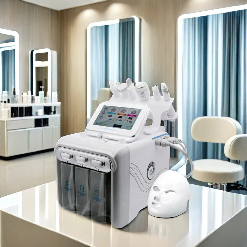 7 in 1 hydra dermabrasion oxygen jet peel machine h2o2 oxigen facial machine with led mask