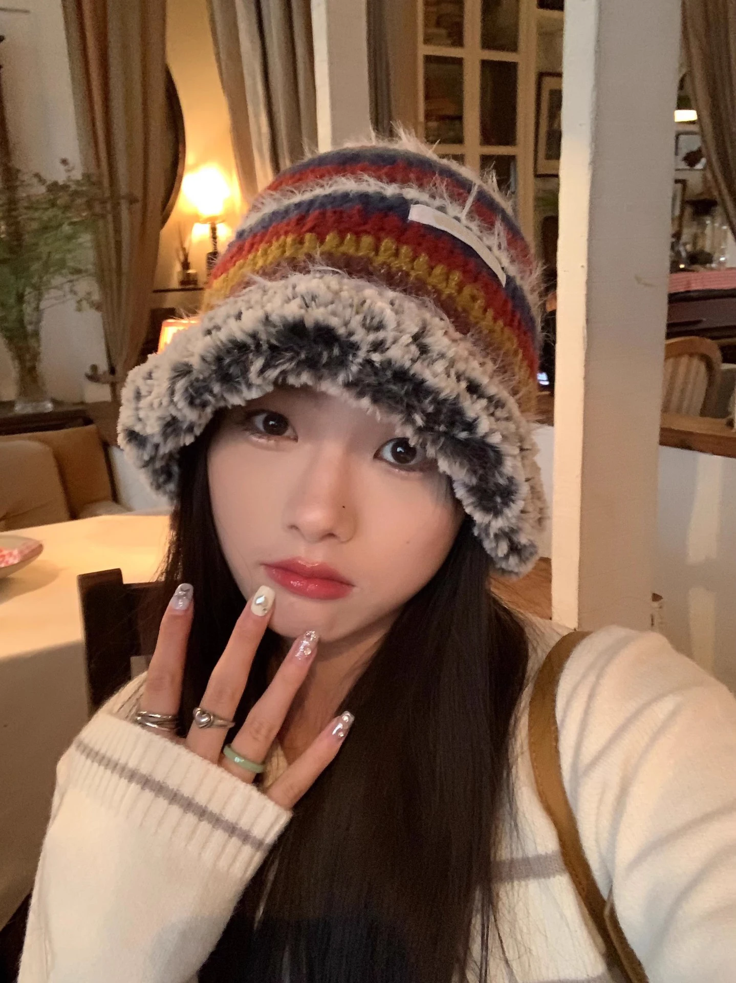 Wholesale Winter Classic Fashion Colorful Retro Handmade Warm Plush Hat Knitted Bucket Hat For Women