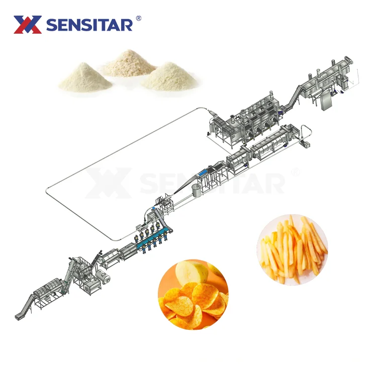 automatic Industrial frozen french fries machinery large output electric 1000kg/h complete frozen french fries production line