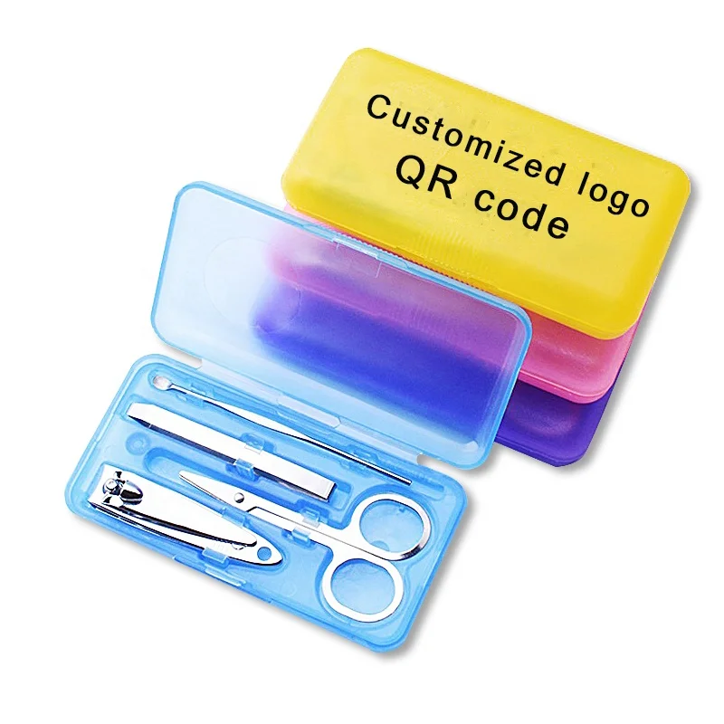 Promotion stainless steel Nail Clipper Scissor Tweezers Pedicure Tool kit mini gift Box Manicure Sets for mothers day gifts 2021