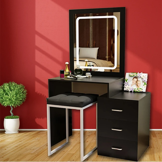 Luxury Design Makeup Vanity Dresser Cabinet Sets Bedroom Furniture Wooden Modern Dressing Table With Led Mirror