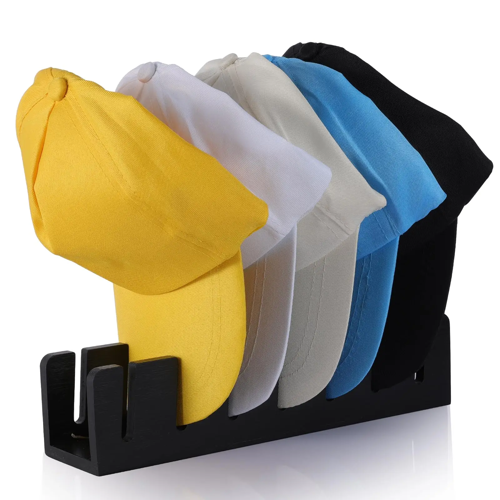 Bamboo Hat Organizer for Closet Shelf Wooden Hat Stand for Baseball Caps Display Wood Hat Holder for 7 Baseball Caps Organizer