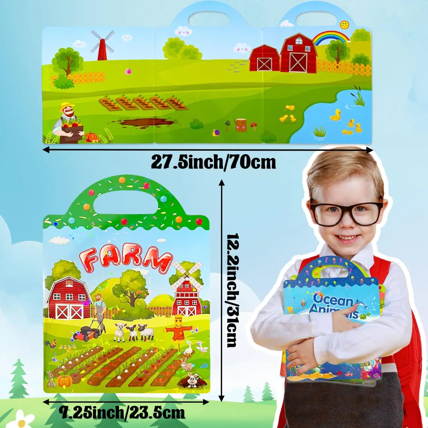 Reusable Sticker Book for Kids Sticker Books for Toddlers Age 2-4 Cute Waterproof Stickers for kids Girls Boys travel toy
