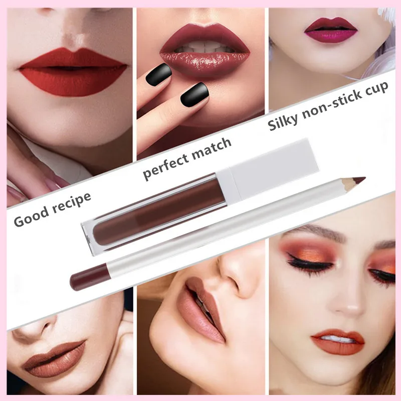 ALOECOME Wholesale High Quality Lip liner Set Lipstick Liquid matte Lipstick No Logo