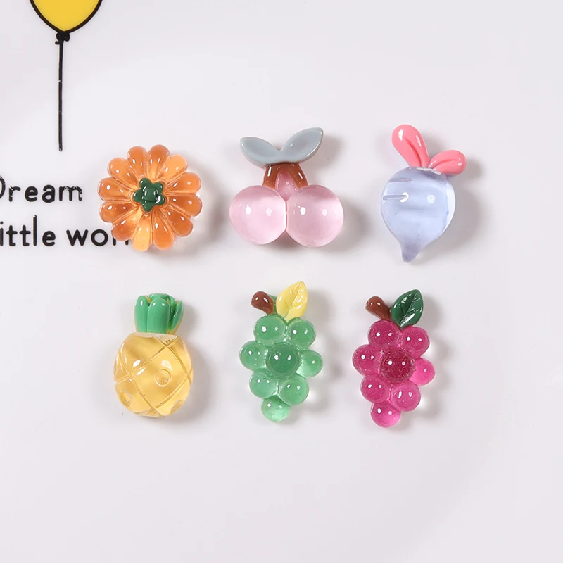 Popular hot selling transparent fruit grape pumpkin flatback resin charms craft accessories