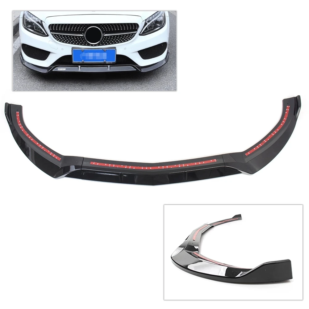 Carbon Fiber Look / Black Car Front Bumper Splitter Lip Spoiler Diffuser For Mercedes For Benz C clsass W205 C250 C300 2015-2018