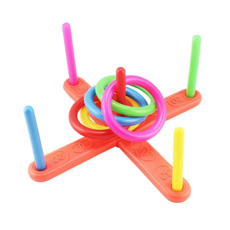 
1 Set Hoop Ring Toss Quoits Plastic Ring Throwing Ferrule Funny Kids Outdoor Sport Toys Cross Garden Game Pool For Children Gift 