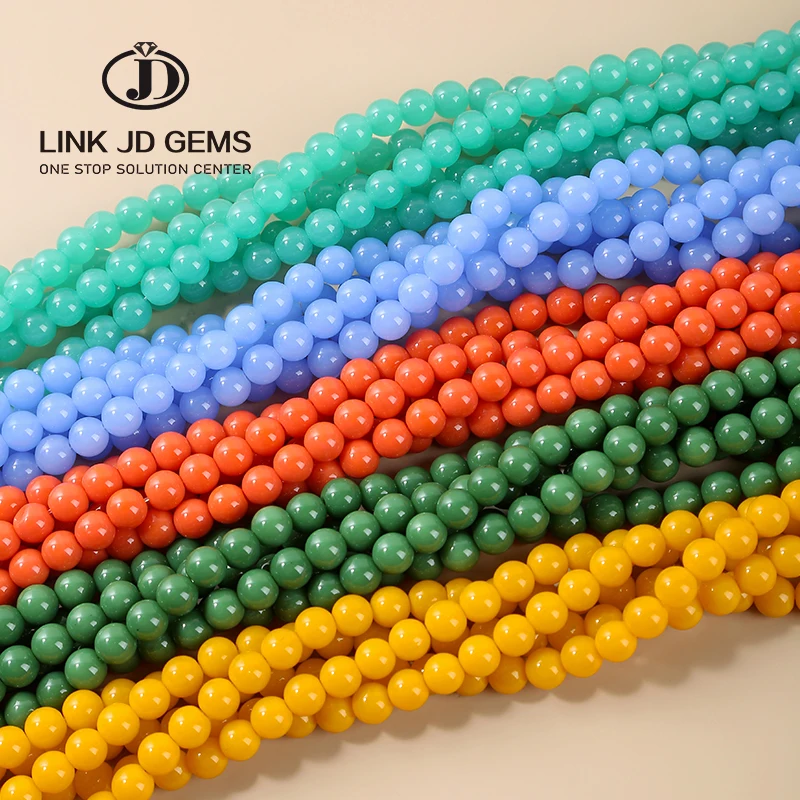 JD Brand Wholesale Multicolor Round 4mm6mm 8mm 10mm Imitation Jade Opaque Glass Loose Beads for DIY Jewelry Making Bracelet