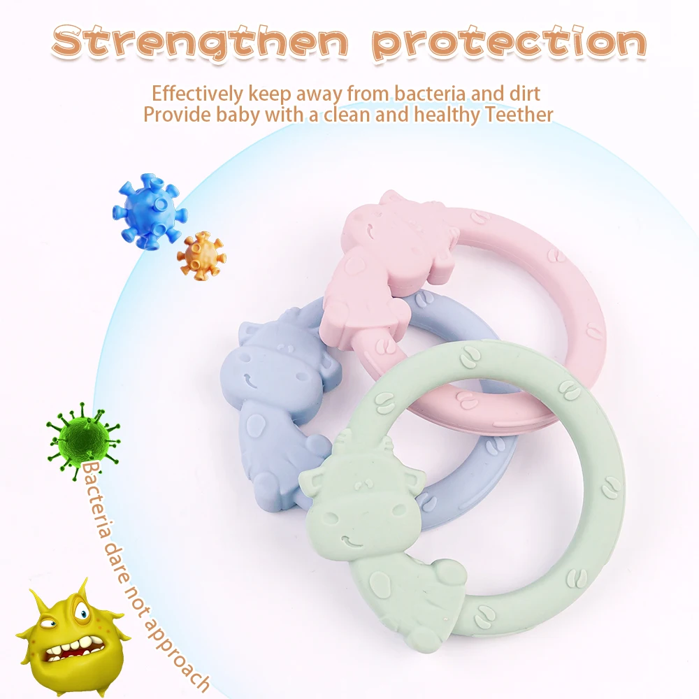 Hot Sale BPA Free Animal Shape Baby Training Teether Teething Baby Chew Toy Silicone Teethers For Babies