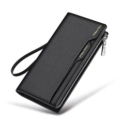 New Long wallet for men leather Large Capacity Man Clutch  Youth Multi Card Position black leather wallet