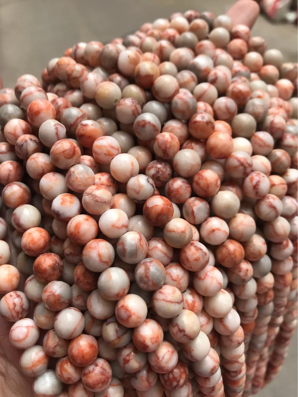 Red Web Jasper Wholesale Natural Gemstone Smooth Loose Round Red Lace Stripe Beads Red Web Jasper beads for Jewelry Making