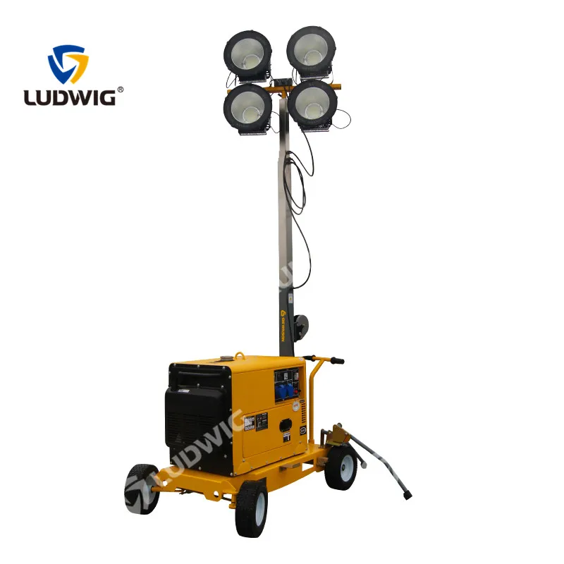 1 Year Warranty 4*1000w LED Construction  Mobile Light Tower Diesel Silent Generator For Outdoor Night Lighting