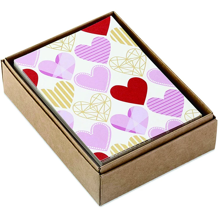 OEM design valentine greeting cards custom printing with envelope