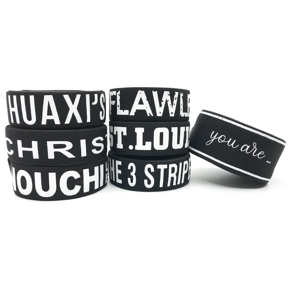 
Made in China Fashion 25mm logo printed letter elastic band 2.5cm printed elastic band 