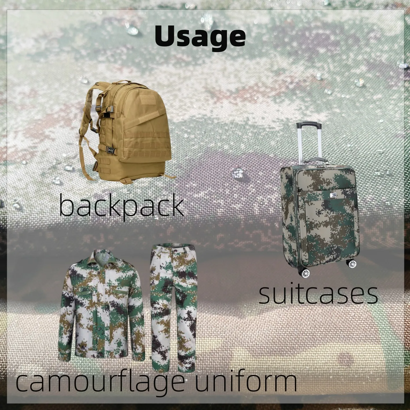 Wholesale Camouflage uniform Fabric Oxford bag Fabric With Waterproof Coating Nylon Printing Fabric