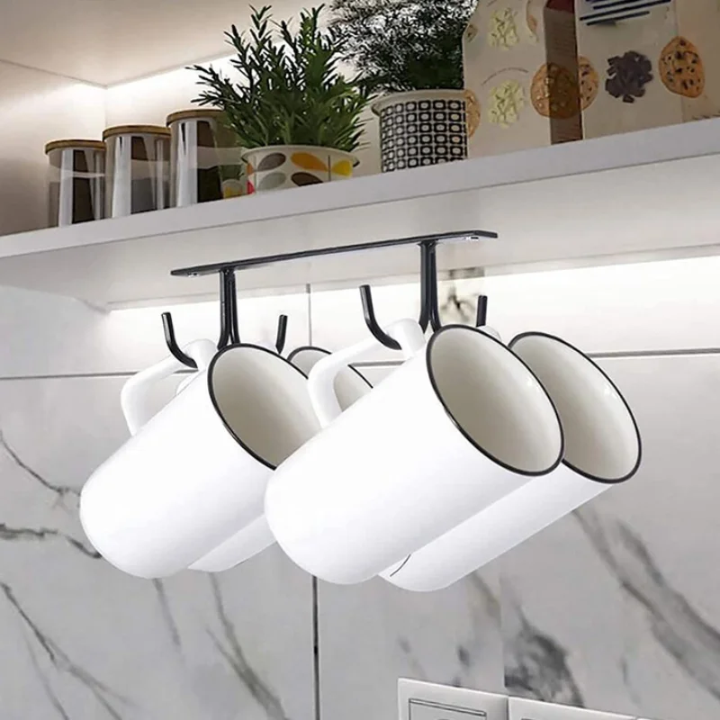 Set of 3 Pack Under Cabinet Mug Rack, Mug Holder With 12 Rustproof Hooks for Bar Kitchen Utensils Display