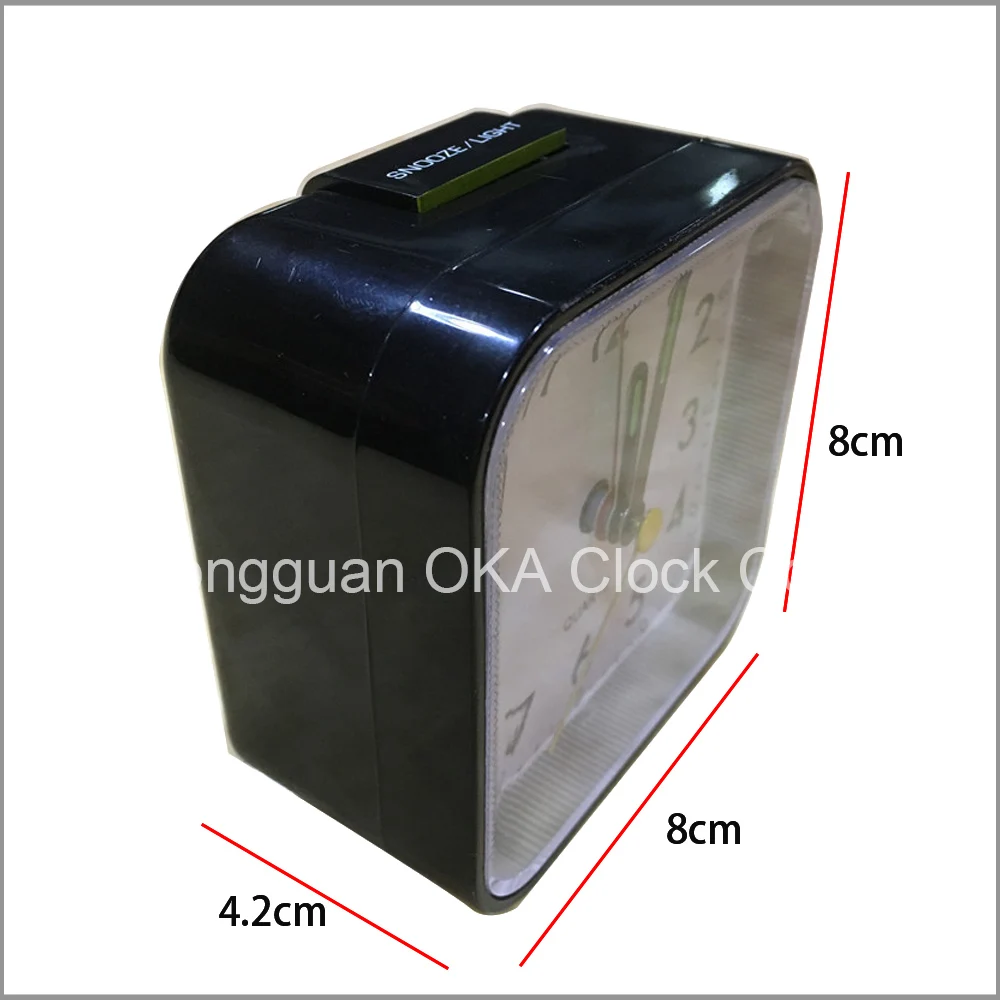 3 Inch Square Alarm Clocks Fluorescence Needles Silent Table Clock with Snooze Night Light