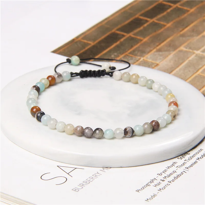 Bracelet hot selling 4mm natural stone crystal semi-precious stone ladies bracelet energy Pulsera fashion braided bracelet