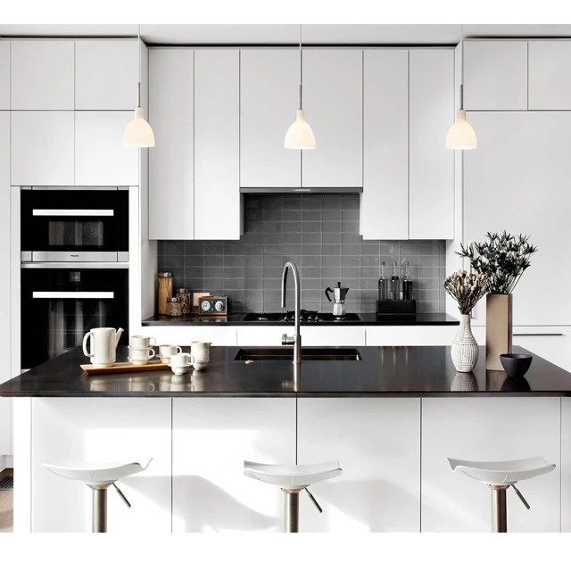 CBMmart rta MDF lacquer PVC finish Low Price Compact All In One Movable 3 Pieces Kitchen Cabinet Pantry Units