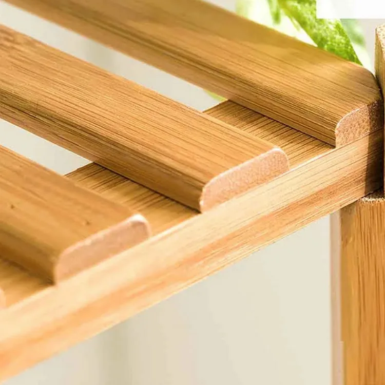 Wholesale Custom Muiti-Tiered Eco-Friendly Smooth Surface Walnut Bamboo Tall Plant Pot Stand