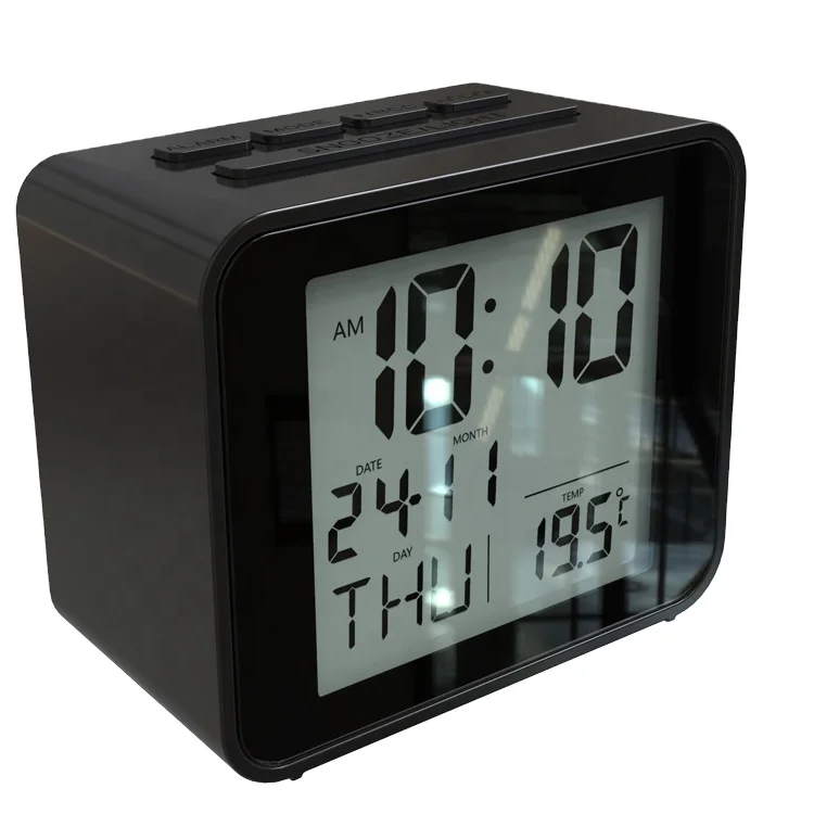 Light Digital Alarm Clock Radio Controlled Clock Wholesale Battery Used Glowing Led Snooze Black Electronic LCD Display New Year