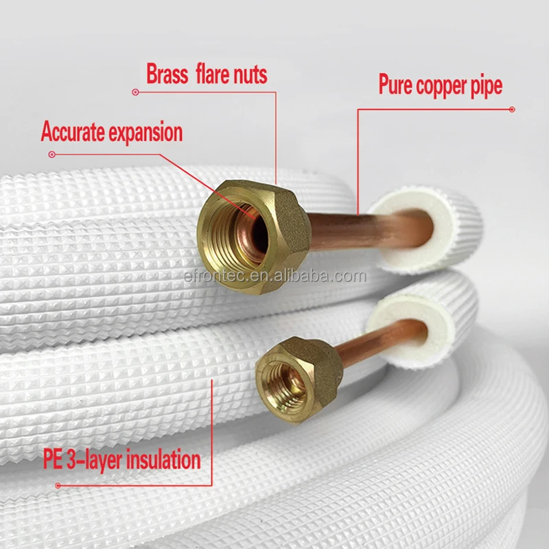 A/C Connecting Pipe 15m Copper Line Set HVAC Copper Pipe Line Coil Tube for Air Conditioner Installation Kit