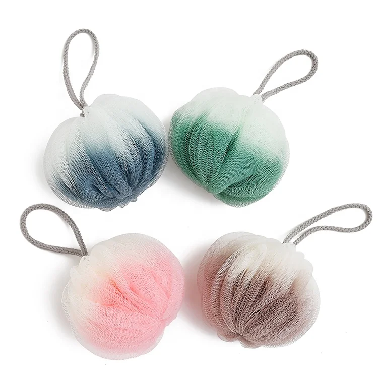 
New arrival Gradient 2 colors Eco-friendly Pumpkin Shaped PE Mesh Bath and Body Shower Sponge 