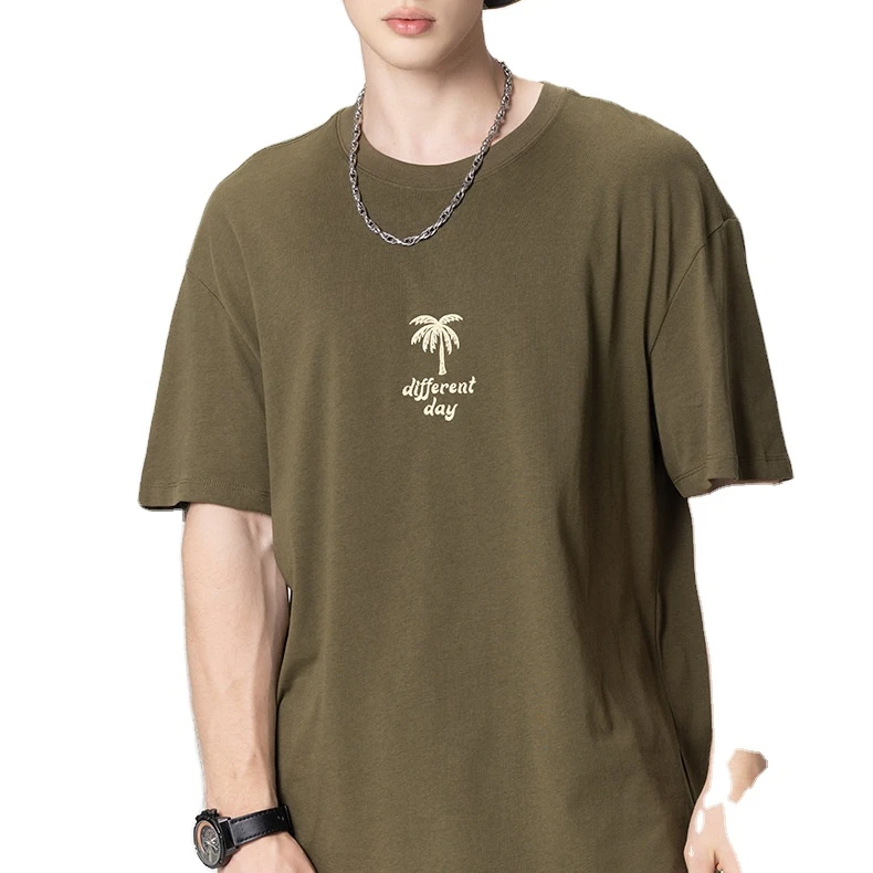 2022 Fashion new design tee shirts simple coconut embroidered floral tees short sleeve custom logo t-shirt