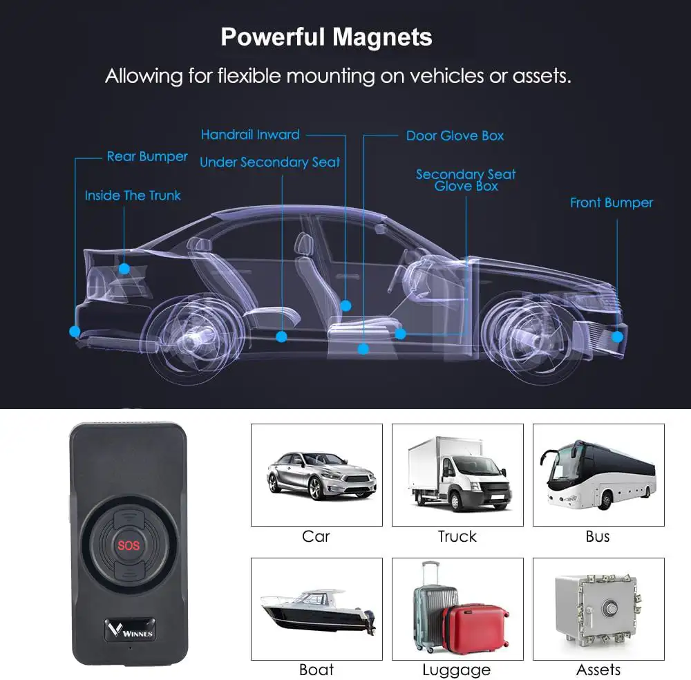 WINNES TKS2 GPS Tracker 5000mAH SOS Two Way Communication Free PC & APP Online Realtime Tracking For Vehicles Car Truck