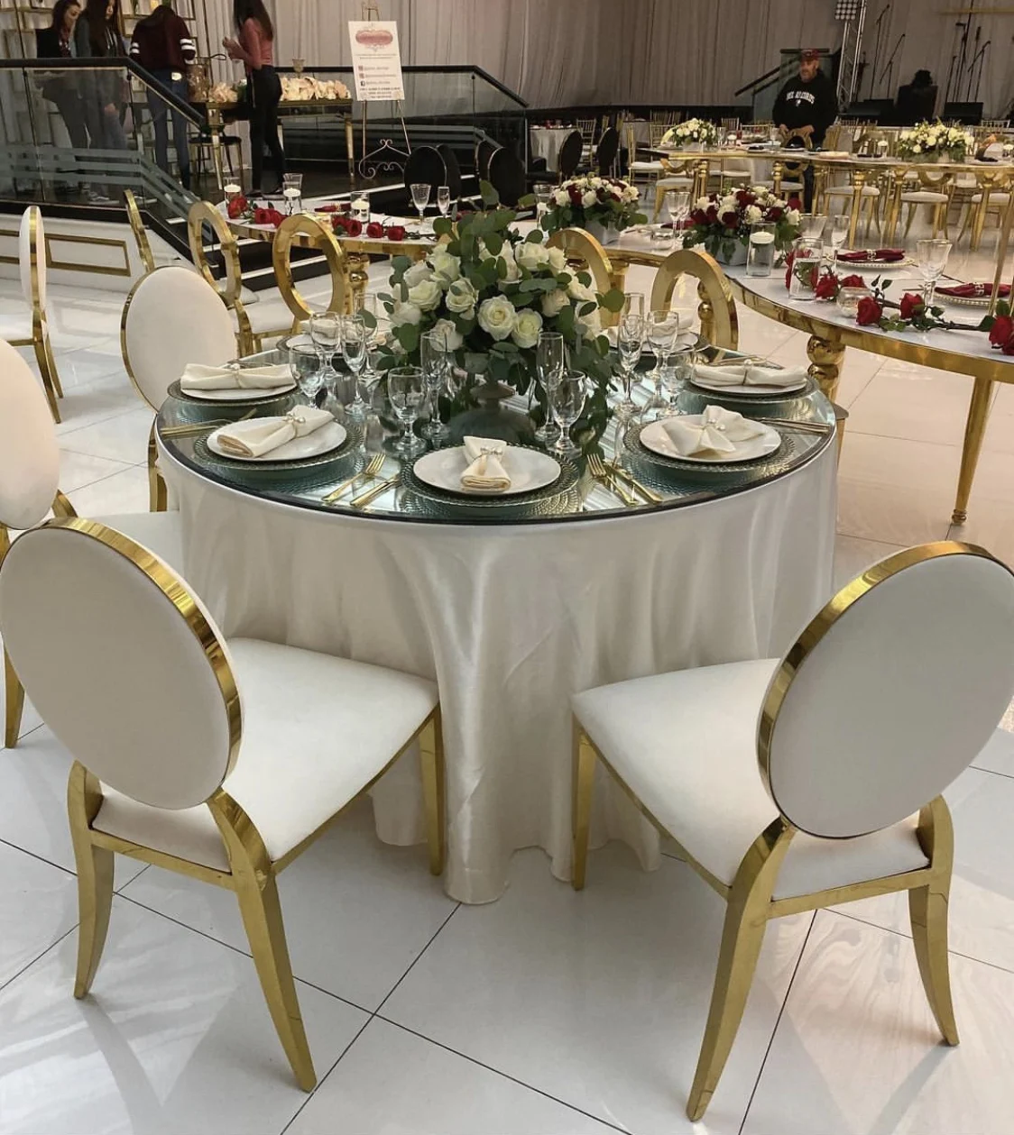 
white leather stainless steel gold wedding chair wholesale  (62070924786)