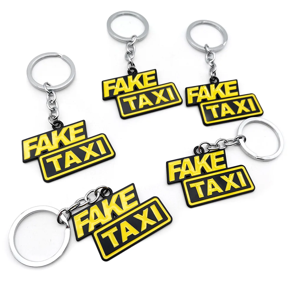 Custom JDM Modified Metal Keychain Creative Robot TAXI Pendant Personalized Decorative Accessory